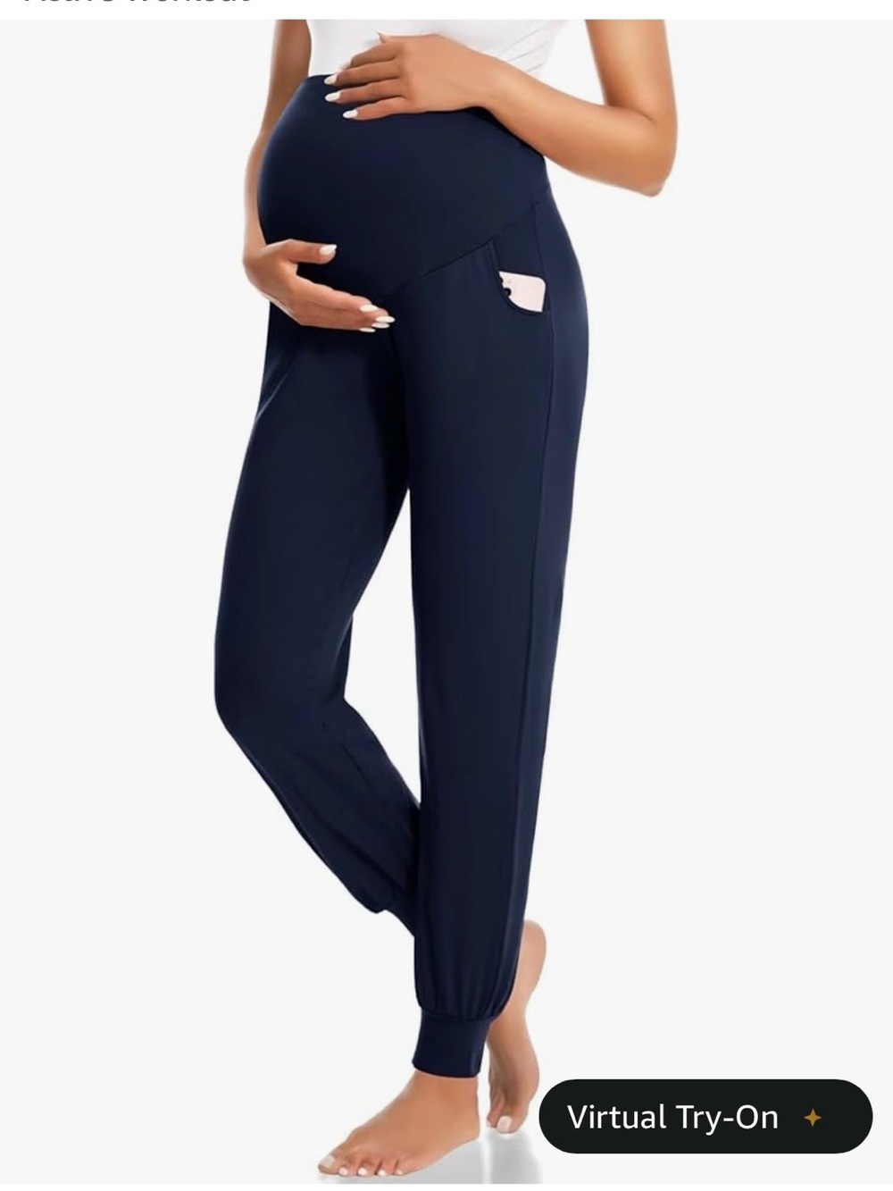 Highdays Maternity Pants with Pockets, Over Belly Maternity joggers size M